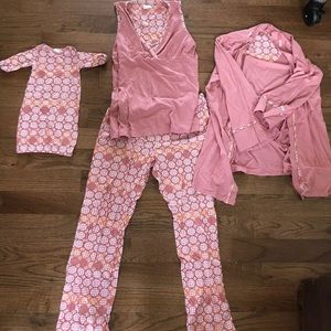 Olian Small Maternity Nursing Mommy And Me Pajama Set With NB Sleeper - 4 Pieces